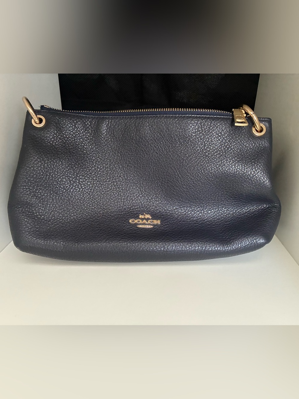Authentic Coach Charley Crossbody Pebble Leather Navy F55661